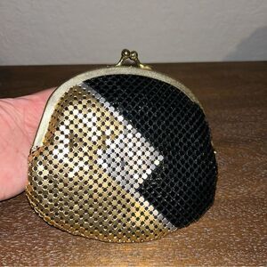 Vintage Y&S Metallic Tone Mesh Kiss lock clutch